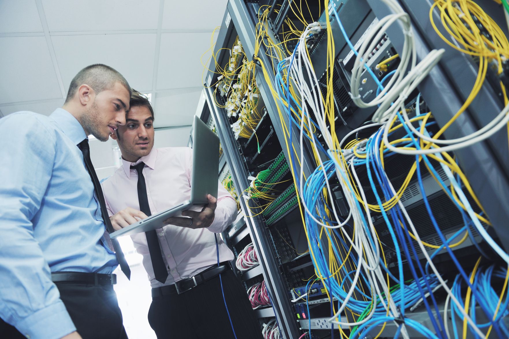 it engineers in network server room